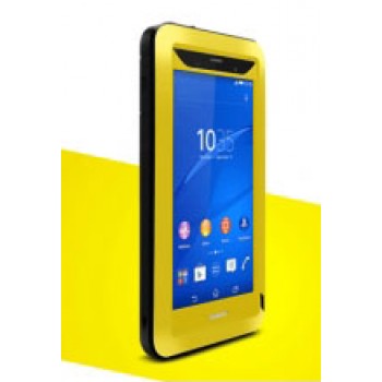 Ультрапротекторный пылеводоударостойкий чехол металл/стекло для Sony Xperia Z3 Желтый