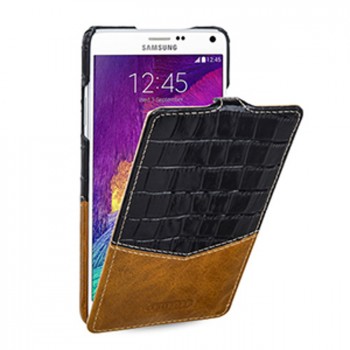 Кожаный чехол горизонтальная книжка (нат. кожа двух видов) для Samsung Galaxy Note 4