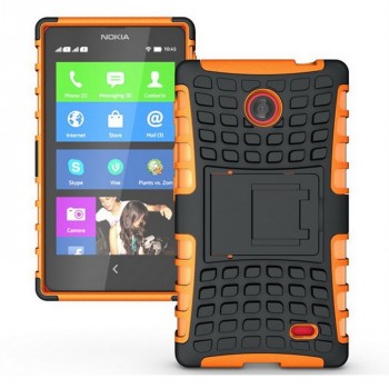 Чехол экстрим защита для Nokia X / X+ Оранжевый