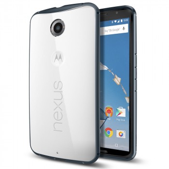 Пластиковый премиум чехол с прозрачной крышкой для Google Nexus 6 Синий