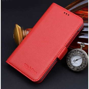 Кожаный чехол портмоне (нат. кожа) для Google Nexus 6 Красный