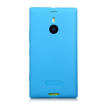Текстурный нескользящий чехол из жесткого силикона серии Rocon для Nokia Lumia 1520 Голубой