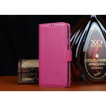 Кожаный чехол портмоне (нат. кожа) на пластиковой основе с магнитной застежкой для Samsung Galaxy S5 Mini Пурпурный