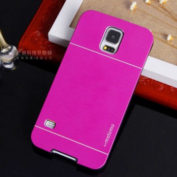 Двухкомпонентный чехол с поликарбонатным софт-тач основанием и металлической накладкой для Samsung Galaxy S5 Фиолетовый