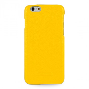 Кожаный чехол накладка (нат. кожа) для Iphone 6 Желтый