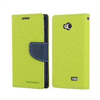 Текстурный чехол флип с дизайнерской застежкой для LG L70 Зеленый