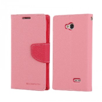 Текстурный чехол флип с дизайнерской застежкой для LG L70 Розовый
