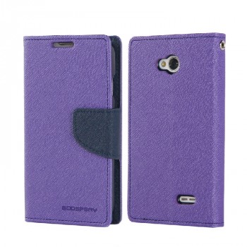 Текстурный чехол флип с дизайнерской застежкой для LG L70 Фиолетовый