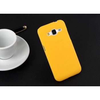 Пластиковый матовый непрозрачный чехол металик для Samsung Galaxy Core Prime Желтый