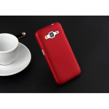 Пластиковый матовый непрозрачный чехол металик для Samsung Galaxy Core Prime Красный