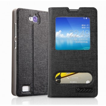 Чехол-книжка с окошком и свайпом для Huawei Honor 3c Черный