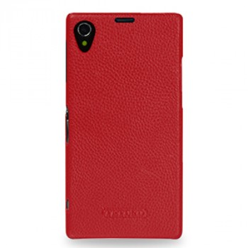Кожаный чехол накладка (нат. кожа) серия Back Cover для Sony Xperia Z1 Красный