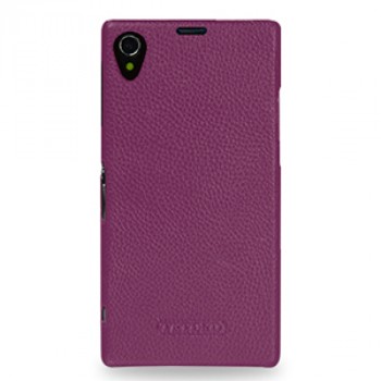Кожаный чехол накладка (нат. кожа) серия Back Cover для Sony Xperia Z1 Фиолетовый