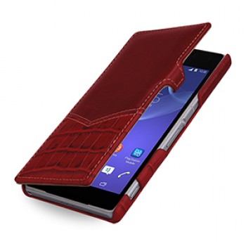 Эксклюзивный кожаный чехол горизонтальная книжка (премиум нат. кожа двух видов ручного пошива) для Sony Xperia Z2 