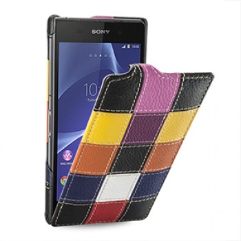 Эксклюзивный кожаный чехол вертикальная книжка (премиум нат. кожа двух видов ручного пошива) для Sony Xperia Z2 