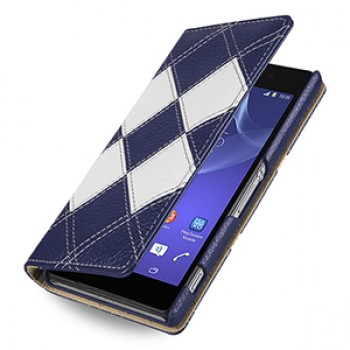 Эксклюзивный кожаный чехол портмоне (премиум нат. кожа двух видов ручного пошива) для Sony Xperia Z2
