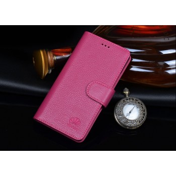 Кожаный чехол портмоне (нат. кожа) для Huawei Ascend P7 Пурпурный