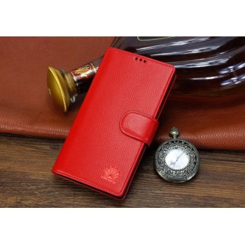 Кожаный чехол портмоне (нат. кожа) для Huawei Ascend P7 Красный
