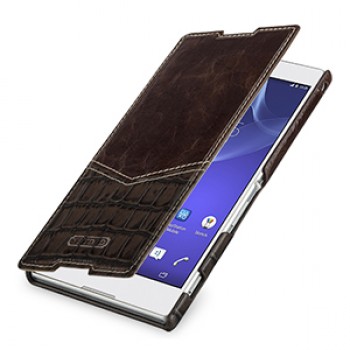 Эксклюзивный кожаный чехол горизонтальная книжка (премиум нат. кожа двух видов) для Sony Xperia T2 Ultra (Dual) 