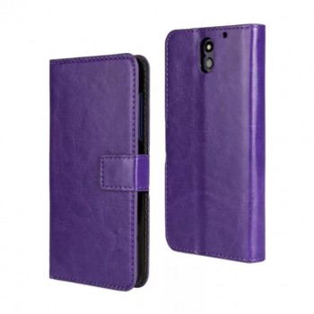 Чехол портмоне подставка на пластиковой основе с защелкой для HTC Desire 610 Фиолетовый