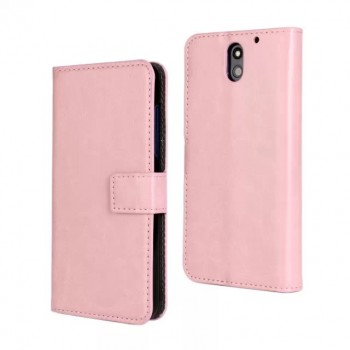 Чехол портмоне подставка на пластиковой основе с защелкой для HTC Desire 610 Розовый