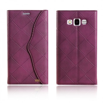 Дизайнерский чехол кошелек-подставка для Samsung Galaxy A7 Фиолетовый
