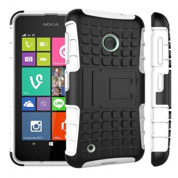 Силиконовый чехол экстрим защита с функцией подставки для Nokia Lumia 530 Белый