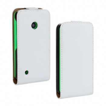 Чехол вертикальная книжка на пластиковой основе с магнитной застежкой для Nokia Lumia 530 Белый
