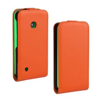 Чехол вертикальная книжка на пластиковой основе с магнитной застежкой для Nokia Lumia 530 Оранжевый