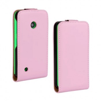 Чехол вертикальная книжка на пластиковой основе с магнитной застежкой для Nokia Lumia 530 Розовый