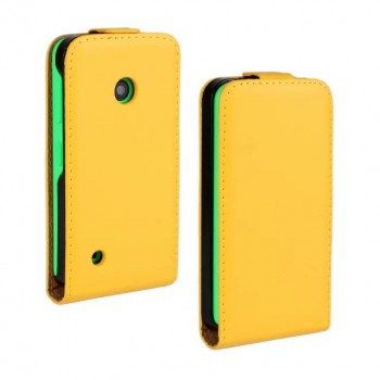 Чехол вертикальная книжка на пластиковой основе с магнитной застежкой для Nokia Lumia 530 Желтый