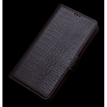 Кожаный чехол портмоне (нат. кожа крокодила) для Samsung Galaxy A3 Коричневый