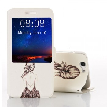 Дизайнерский принтованный чехол флип с окном вызова и подставкой для Huawei Ascend G7 