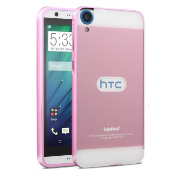 Двухкомпонентный чехол с металлическим бампером и поликарбонатной накладкой для HTC Desire 820 Розовый