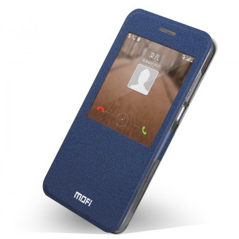 Чехол смарт флип на силиконовой основе с окном вызова для Huawei Ascend G7 Синий