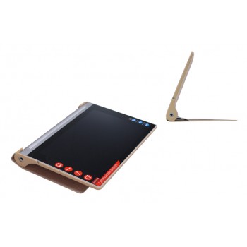 Чехол флип подставка текстурный серия Glossy Shield на поликарбонатной основе для Lenovo Yoga Tablet 2 8 Бежевый