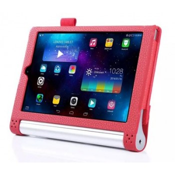 Чехол подставка с рамочной защитой экрана, отделениями для карт и поддержкой кисти для Lenovo Yoga Tablet 2 8 Красный