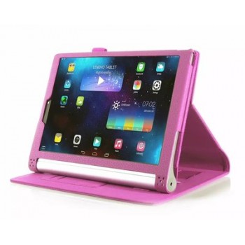 Чехол подставка с рамочной защитой экрана, отделениями для карт и поддержкой кисти для Lenovo Yoga Tablet 2 10 Пурпурный