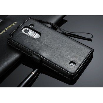 Чехол портмоне с ремешком для LG G Pro 2 Черный