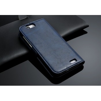 Чехол портмоне подставка с крепежной застежкой для Huawei Ascend G7 Синий