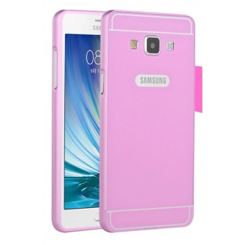 Двухкомпонентный чехол с металлическим бампером и поликарбонатной накладкой для Samsung Galaxy A7 Розовый