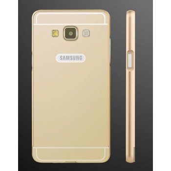 Двухкомпонентный чехол с металлическим бампером и поликарбонатной накладкой для Samsung Galaxy A7 Бежевый