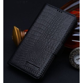 Кожаный чехол портмоне (нат. кожа крокодила) для Samsung Galaxy A7 Черный
