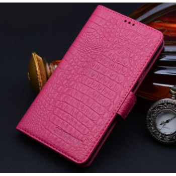 Кожаный чехол портмоне (нат. кожа крокодила) для Samsung Galaxy A7 Пурпурный