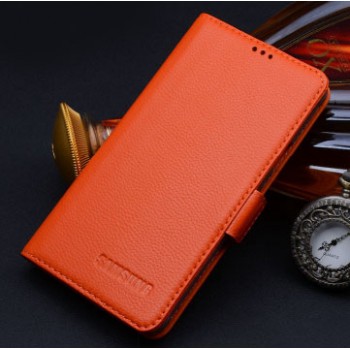 Кожаный портмоне (нат. кожа) для Samsung Galaxy A7 Оранжевый