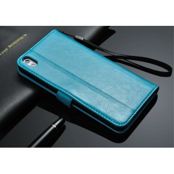 Чехол портмоне с отверстием под ремешок для HTC Desire 816 Синий