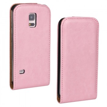 Чехол вертикальная книжка на пластиковой основе с магнитной застежкой для Samsung Galaxy S5 Mini Розовый