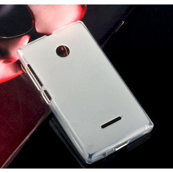 Силиконовый матовый полупрозрачный чехол для Microsoft Lumia 435 Белый