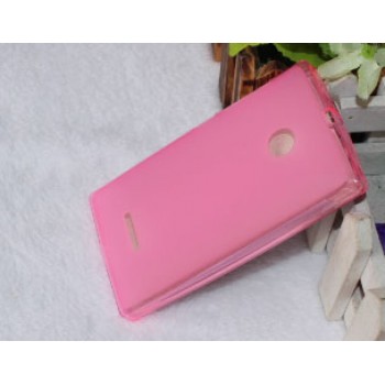 Силиконовый матовый полупрозрачный чехол для Microsoft Lumia 532 Розовый