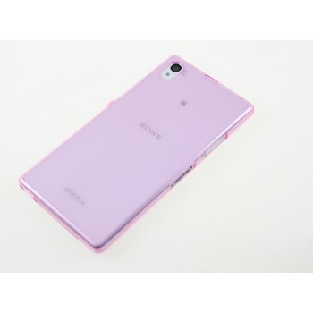 Силиконовый глянцевый полупрозрачный чехол для Sony Xperia Z1 Розовый